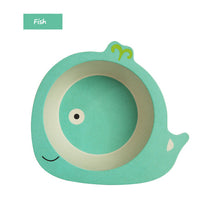 Load image into Gallery viewer, Qshare Bamboo Baby Feeding Food Plate Fiber Bowl Cute Cartoon Children Dishes Tableware Infant Portable kids Plate Dinnerware
